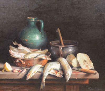 Lot 264 - Anton Verhoeven, Still life with fish