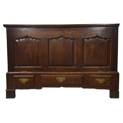 Lot 349 - Joined oak mule chest, 18th Century