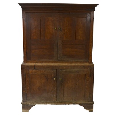 Lot 344 - Geroge III oak press cupboard