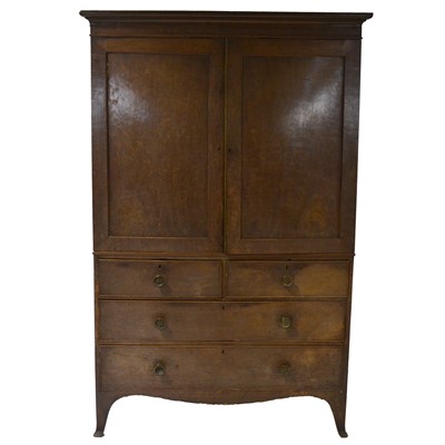 Lot 337 - George III mahogany linen press