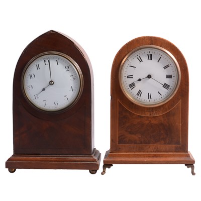 Lot 126 - Two Edwardian mantel clocks and a Victorian rosewood work box