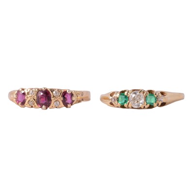Lot 54 - Two Victorian style half hoop rings.