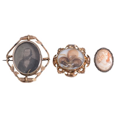 Lot 249 - Two Victorian brooches and one cameo brooch.