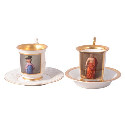Lot 35 - 19th century Capodimonte porcelain cup and saucer, and a German cup and saucer
