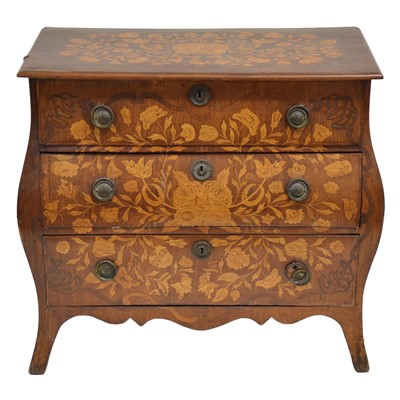 Lot 296 - Dutch walnut and marquetry chest of drawers, 19th Century