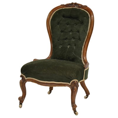 Lot 329 - Victorian walnut framed nursing chair