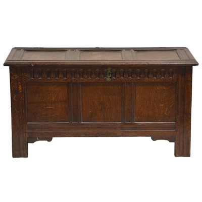 Lot 387 - Joined oak coffer, 18th Century