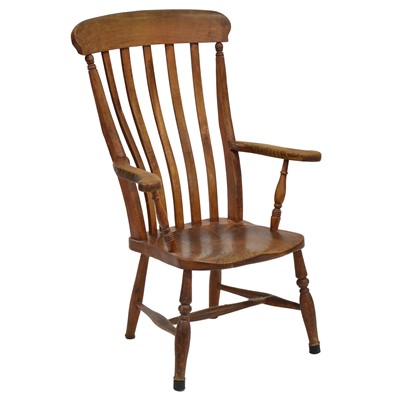 Lot 369 - Victorian elm and beech kitchen chair, broad...