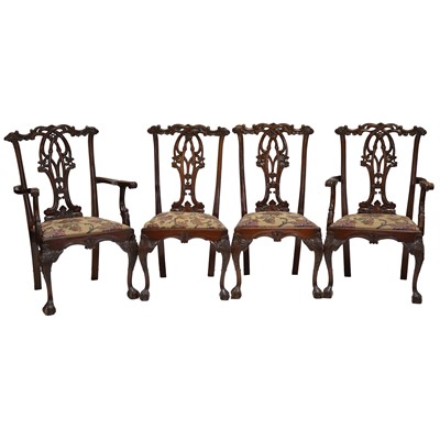 Lot 408 - Set of eight George III style mahogany dining chairs