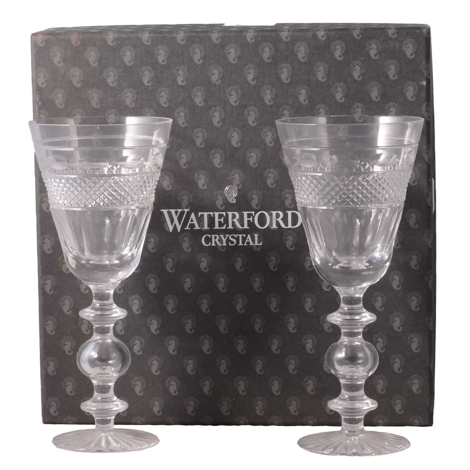 Lot 33 - A pair of large cut crystal wine goblets