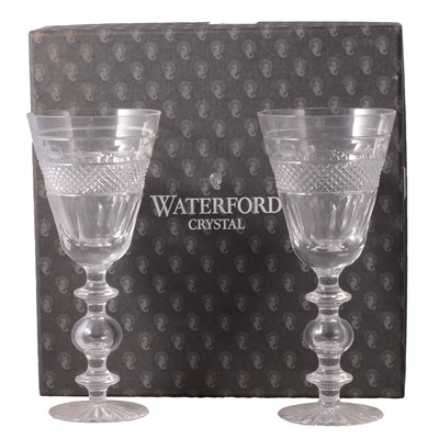 Lot 33 - Pair of large Waterford Crystal wine goblets, boxed.