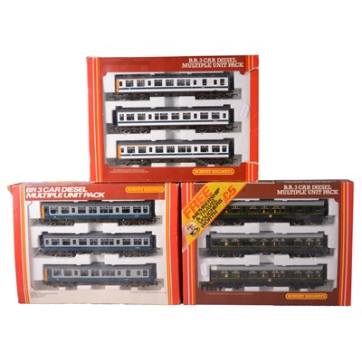 Lot 67 - Three Hornby OO gauge three car diesel packs