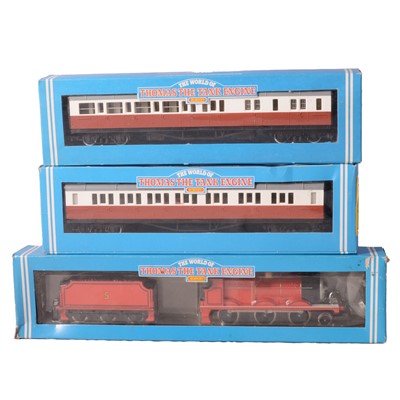 Lot 169 - Hornby OO gauge Thomas the Tank engine locomotive, James and two coaches