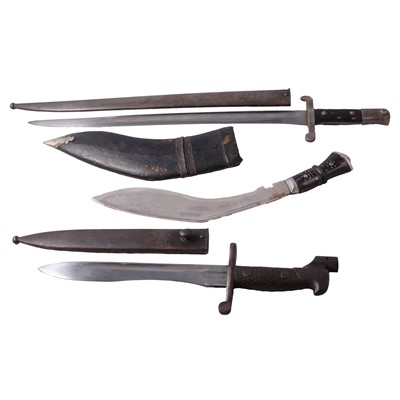Lot 117 - Two bayonets and a kukri knife