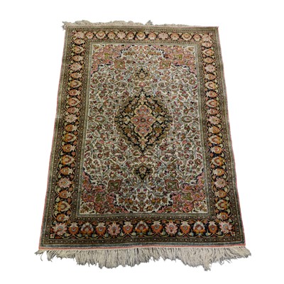 Lot 349 - Near pair of Persian Qum silk rugs