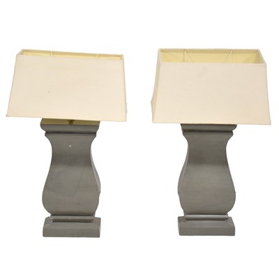 Lot 157 - Pair of OKA painted composition table lamps with shades