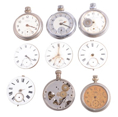 Lot 1129 - A collection of pocket watch and wristwatch movements and dials.