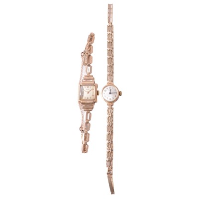 Lot 1077 - Rotary, Helvetia - two 9 carat yellow gold ladies' wristwatches.