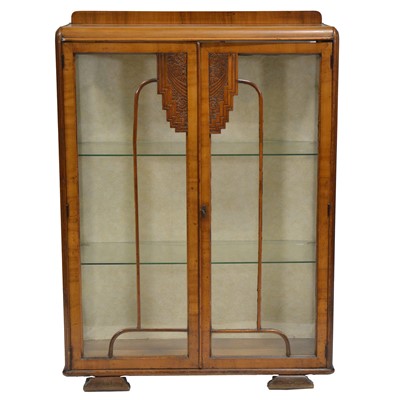 Lot 346 - Art Deco walnut veneered china cabinet