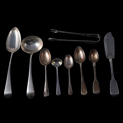 Lot 195 - A collection of Georgian and later silver flatware.