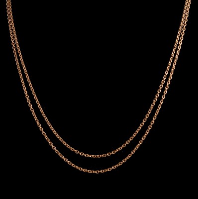 Lot 297 - A yellow metal guard chain marked 15ct.
