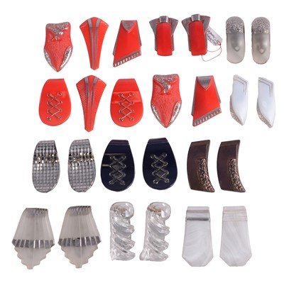 Lot 482 - Thirteen pairs of Art Deco pressed glass dress clips.
