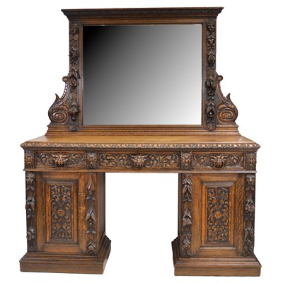 Lot 420 - Victorian carved oak dresser