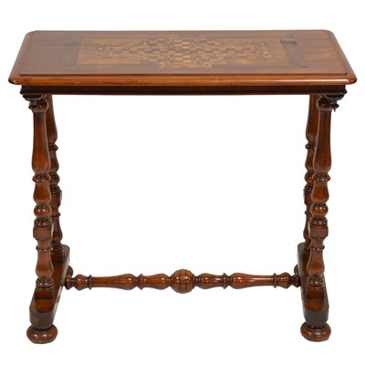 Lot 405 - Victorian inlaid mahogany stretcher table