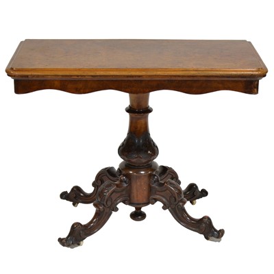 Lot 394 - Victorian burr walnut card table