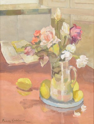 Lot 284 - Paddy Goddard, Still life with roses and lemons