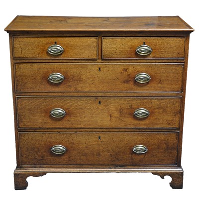 Lot 396 - George III oak chest of drawers