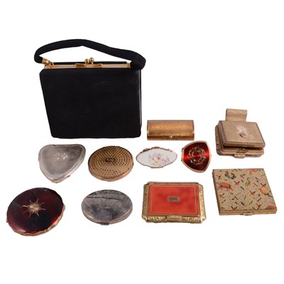 Lot 510 - Collection of vintage powder compacts, ring mirrors, and other accessories.