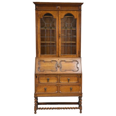 Lot 367 - 1940's oak bureau bookcase