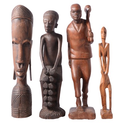 Lot 124 - Two boxes of African carved figures and animals