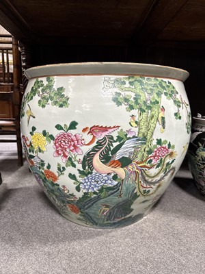 Lot 225 - Large Chinese fish bowl, and another smaller fish bowl