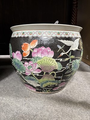 Lot 225 - Large Chinese fish bowl, and another smaller fish bowl