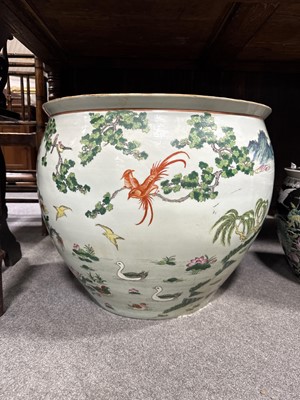 Lot 225 - Large Chinese fish bowl, and another smaller fish bowl