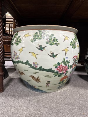 Lot 225 - Large Chinese fish bowl, and another smaller fish bowl