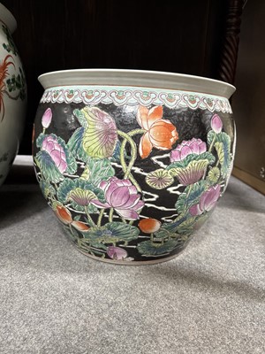 Lot 225 - Large Chinese fish bowl, and another smaller fish bowl