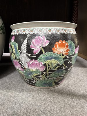 Lot 225 - Large Chinese fish bowl, and another smaller fish bowl