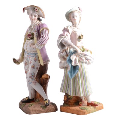 Lot 13 - Pair of large 'Meissen' porcelain figures of a courting couple