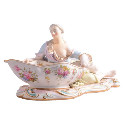 Lot 14 - Stevenson & Hancock, Derby Rococo style firgural sweetmeat