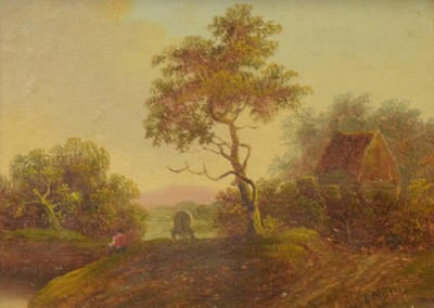 Lot 137 - C Morris (19th century), Gypsy caravan by a stream
