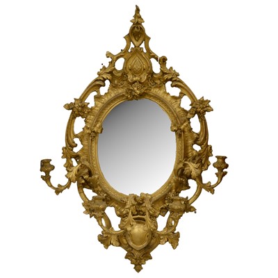 Lot 266 - Victorian carved wood and gilt gesso girandole