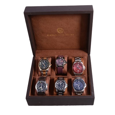 Lot 1042 - Victorinox - six gentlemen's stainless steel / PVD wristwatches.