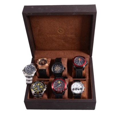 Lot 1040 - Seven gentlemen's automatic and quartz wristwatches - Maserati, Scuderia Ferrari, and BMW.