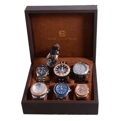 Lot 1044 - Seven gentlemen's automatic and quartz wristwatches - Seiko, Invicta, Dreyfuss & Co, Spinnaker.