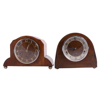 Lot 61 - Two inlaid walnut mantel clocks