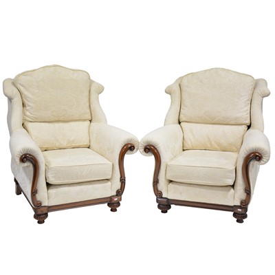Lot 192 - Modern mahogany framed three piece lounge suite