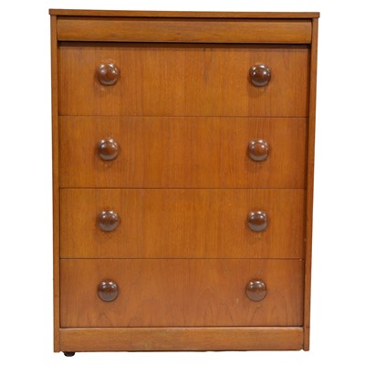 Lot 211 - Mid-century teak chest of drawers, Elliots of Newbury